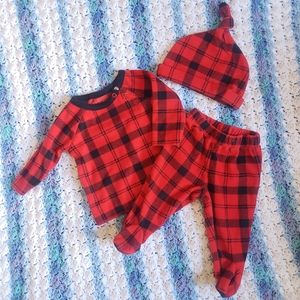 Carter's 3M baby plaid fleece 3pc set